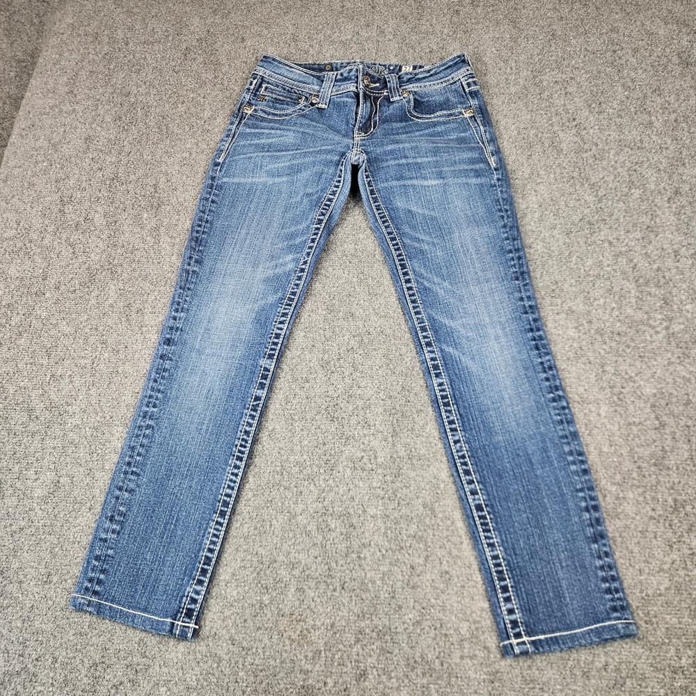Miss Me Skinny Jeans JP5045S9 Blue Medium Wash Embellished Cross Pockets Size 27